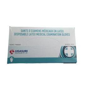Paquets de 100 Gants d'examens Médicaux Poudrés en latex.